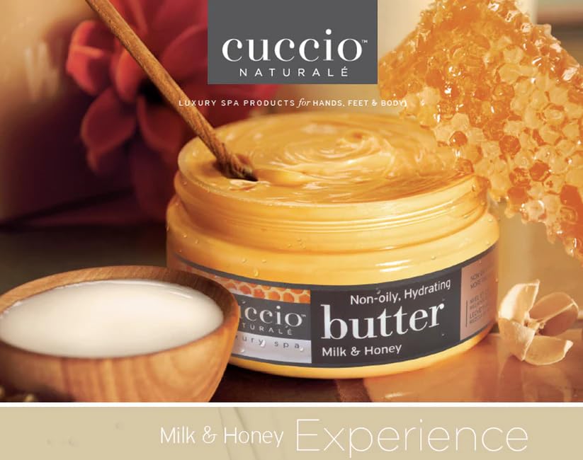 Cuccio Hand, Body & Foot Lotion – Milk & Honey Butter Blend – Ultra-Hydrating, Non-Greasy Moisturizer for Silky Smooth Skin – 8 oz