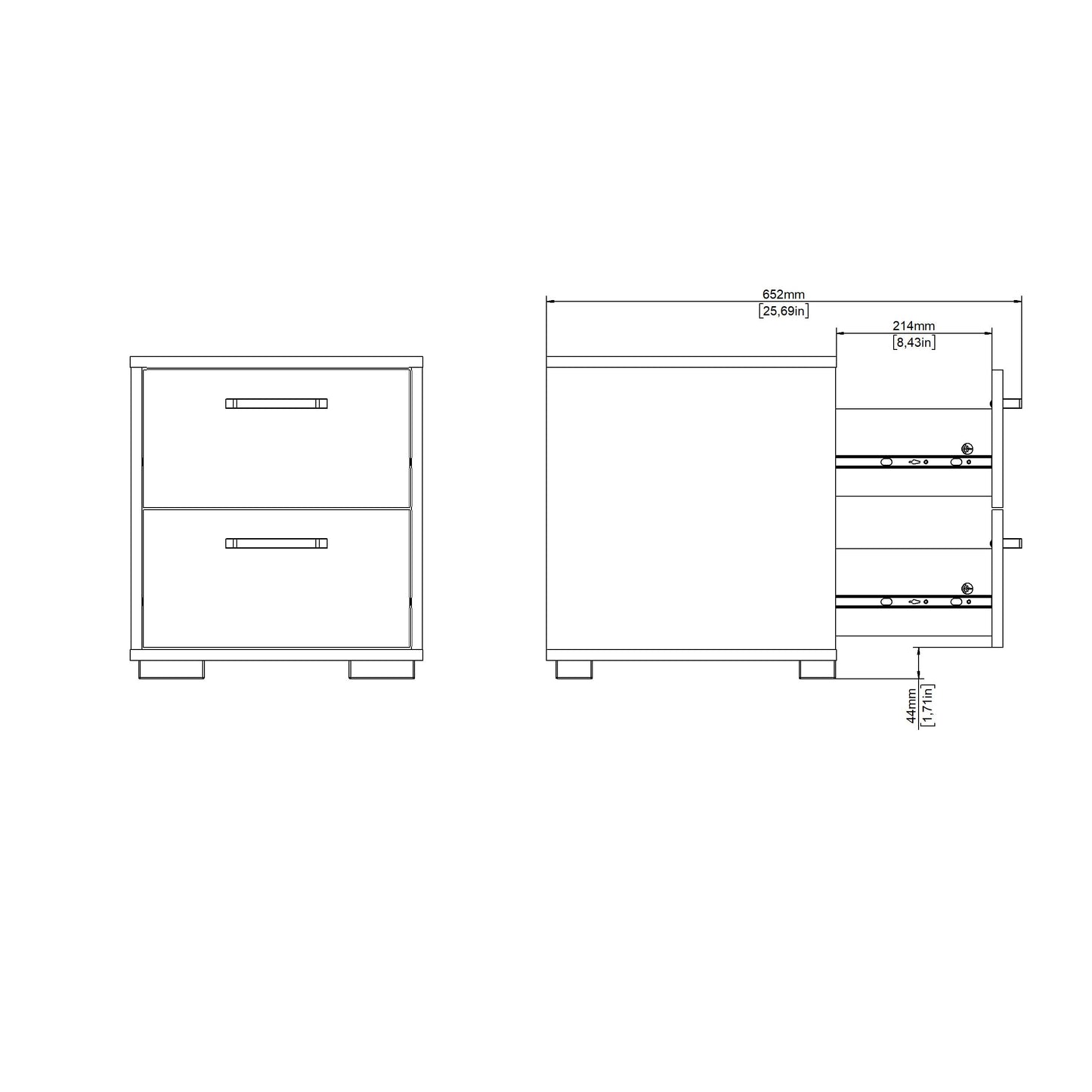 Tvilum Sofia 2-Drawer Bedroom Nightstand in White, 15.8" W x 15.6" D x 17.4" H