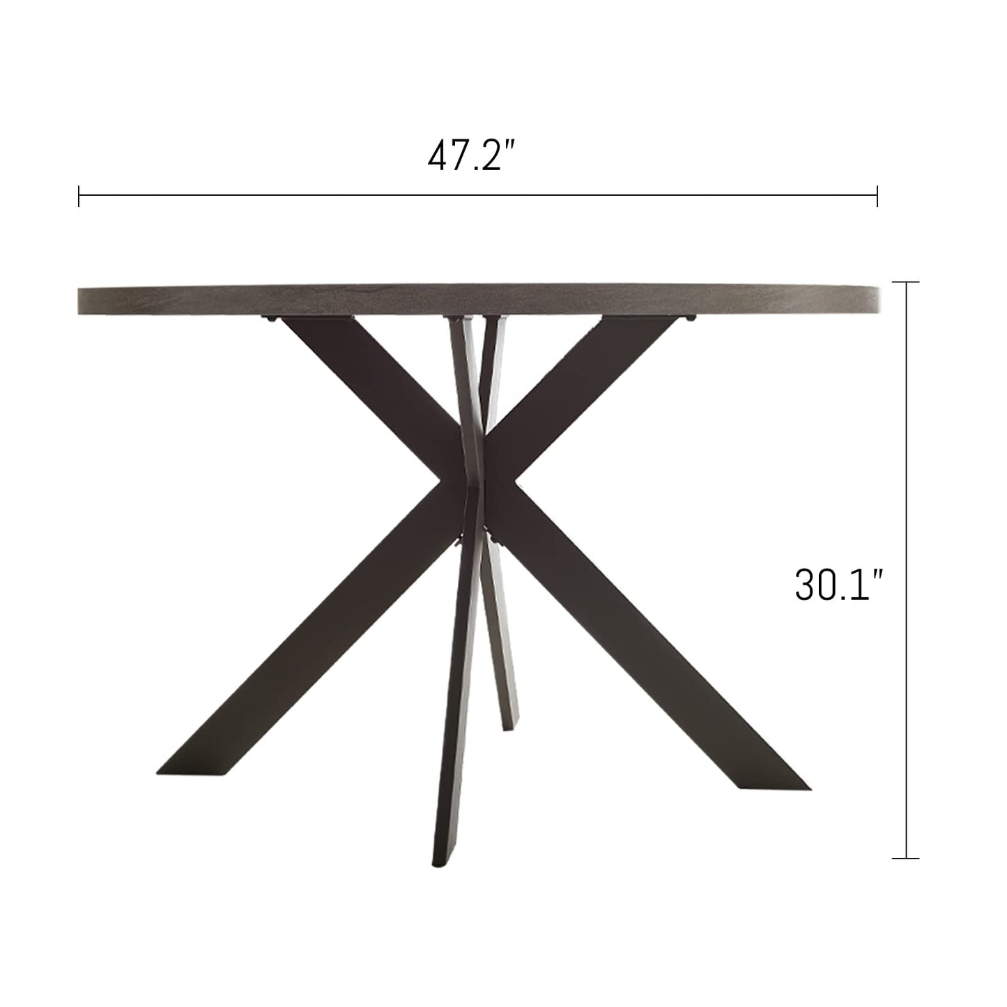 Zerifevni 45.3" Round Dining Table Set, Mid Century Modern Round Dining Table for 4-6 Person, Steel Legs, Leisure Coffee Table for Kitchen Dining Room, Save Space