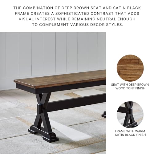 Signature Design by Ashley Wildenauer Farmhouse 50" Dining Bench, Dark Brown & Black