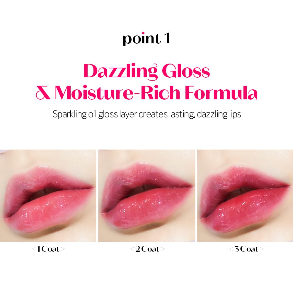 ETUDE Dear Darling Oil Tint #6 Pink Oil 4.2g | High Moisturizing and Strong Hydrating Lip Oil/Lip Gloss | Smooth and Moist Lips | Non-Sticky Lip Oil Tint For Dry Lips | K-beauty