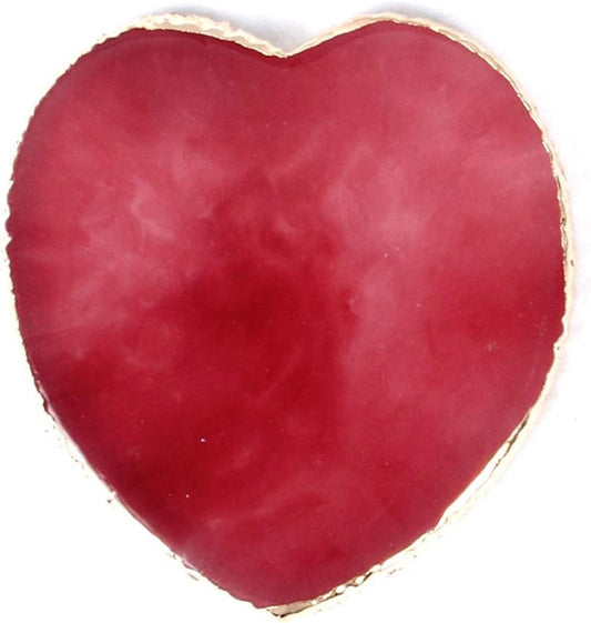 AKOAK 1 Pack Nail Heart Shape Resin Palette Agate Golden Edge Palette Crystal Edge Shooting Prop Palette Works Display Board Tools (Red)