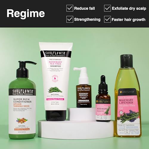 Soulflower Rosemary Redensyl Hair Growth Serum | 3% Redensyl, 4% Anagain, Melanogray, Caffeine, Biotin, Keratin, Tea Tree, Chia Seeds, Rice Water | Men, Women | 30 ml