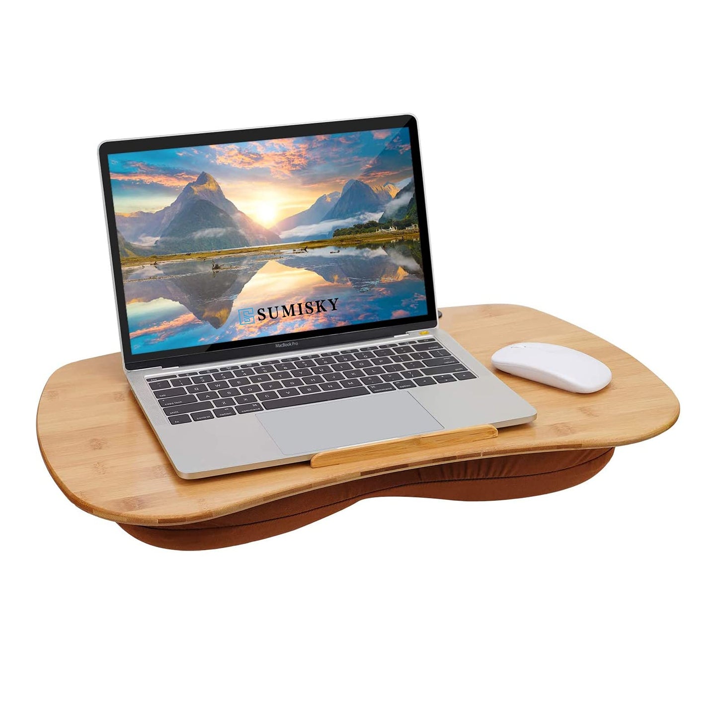 SUMISKY Lap Desk-Portable Laptop Table with Cushion Bamboo Platform Phone Holder L(21.6"x13.8")