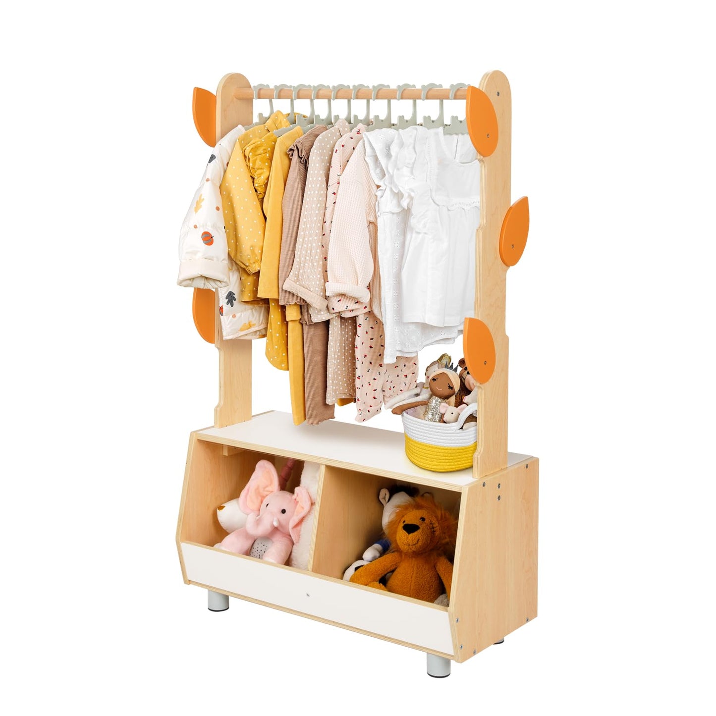OOOK Tree Kids Dress Up Rack, Dress Up Storage for Toddlers, Kids' Costume Organizer Center with Storage Cabinet, Suitable for Children's Room, Living Room, Playroom and Daycare Centers.