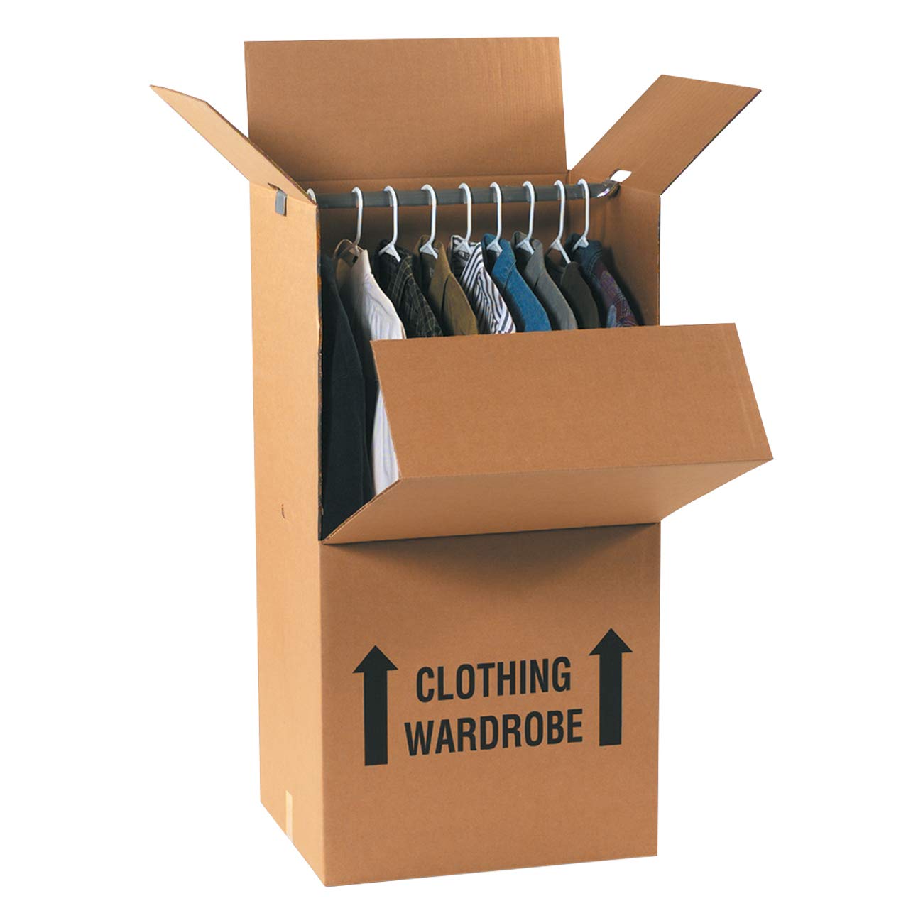 BOX USA Wardrobe Moving Boxes, 24"L x 20"W x 46"H, Packing and Moving, Hanger Bar Sold Separately, Kraft (Pack of 5)