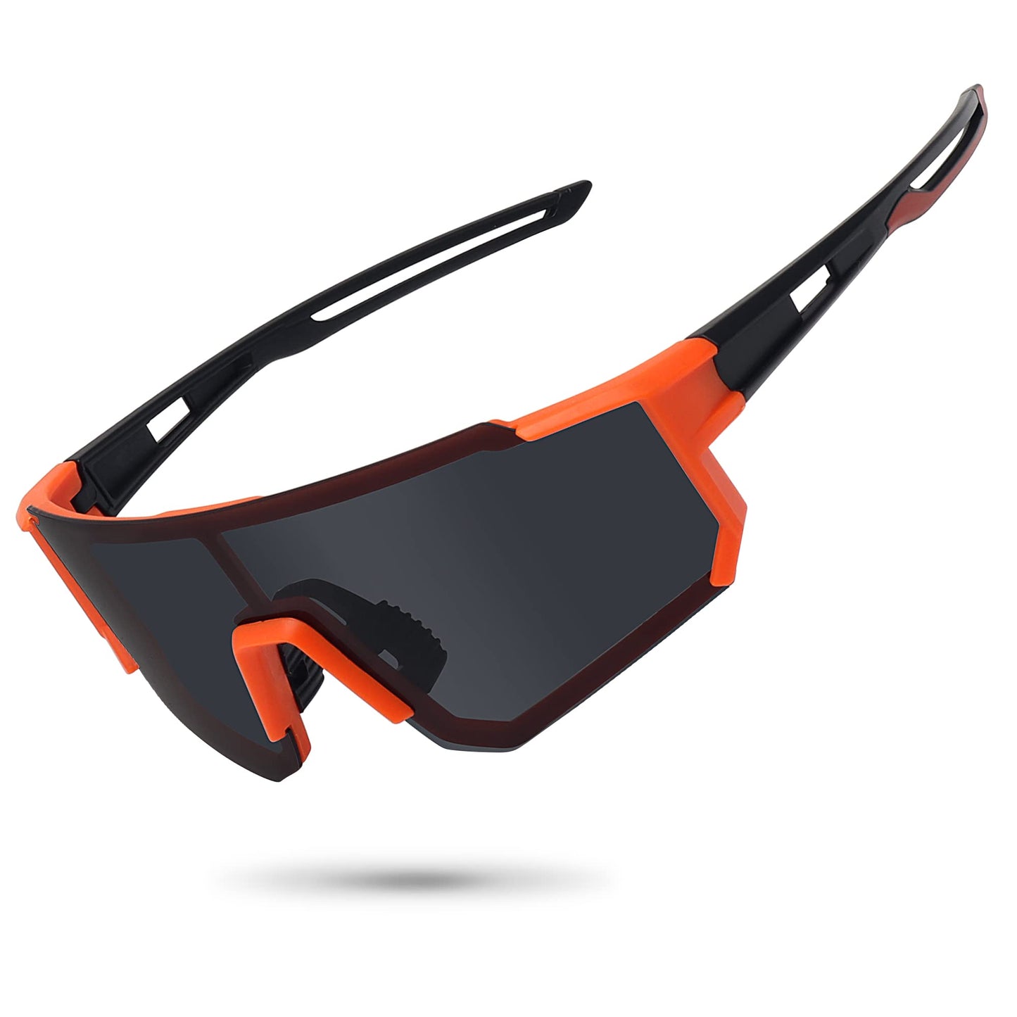 STORYCOAST Polarized Sports Sunglasses for Men Women,Bike Glasses Driving Fishing Cycling Mountain Bike Sunglasses UV400 Protection Orange Black Frame-Gray Lens
