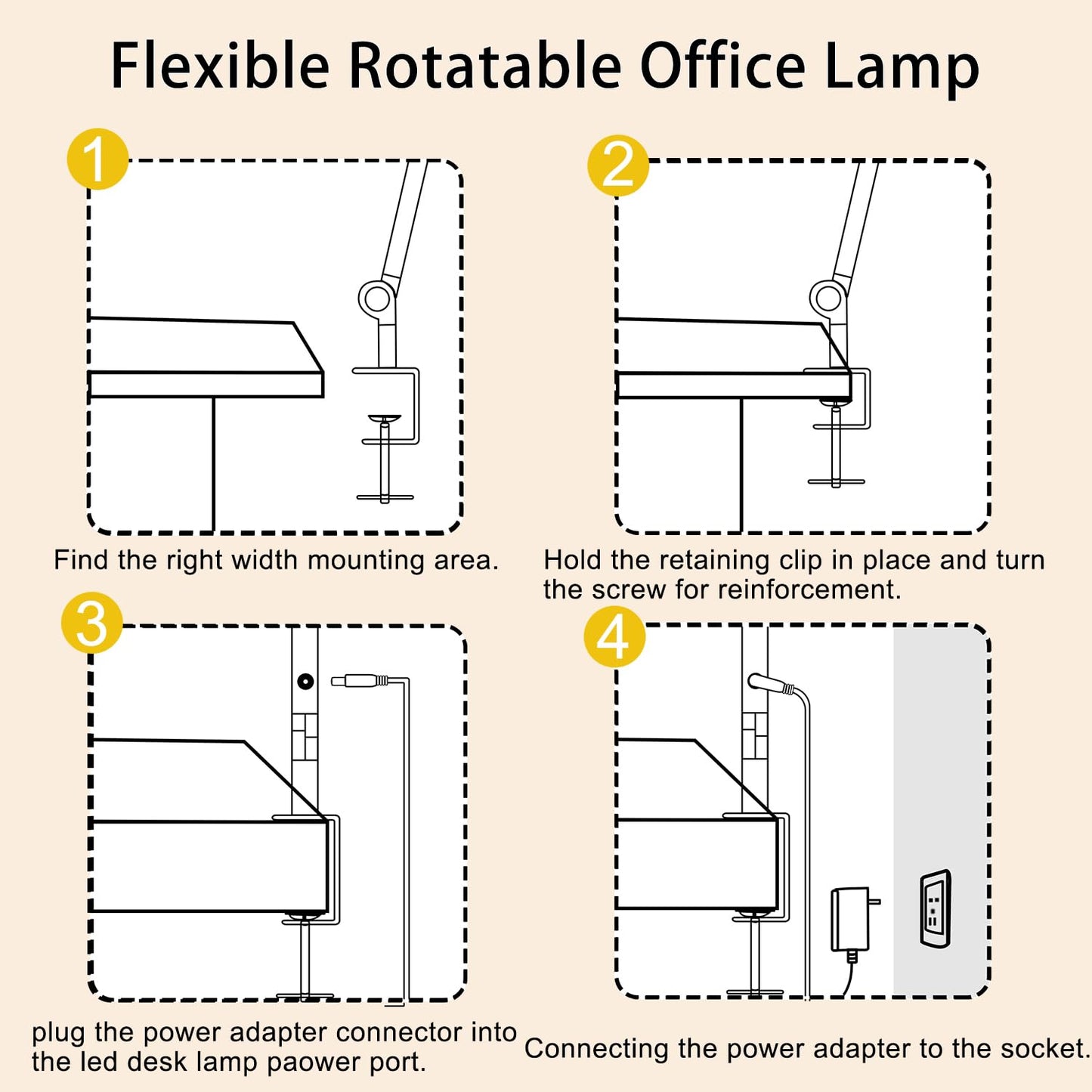 Vimeepro LED Desk Lamp with Clamp & Flexible Arm - 3 Light Sources, 4 Color Modes & 5 Brightness Levels, Eye-Caring Table Light with Memory Function
