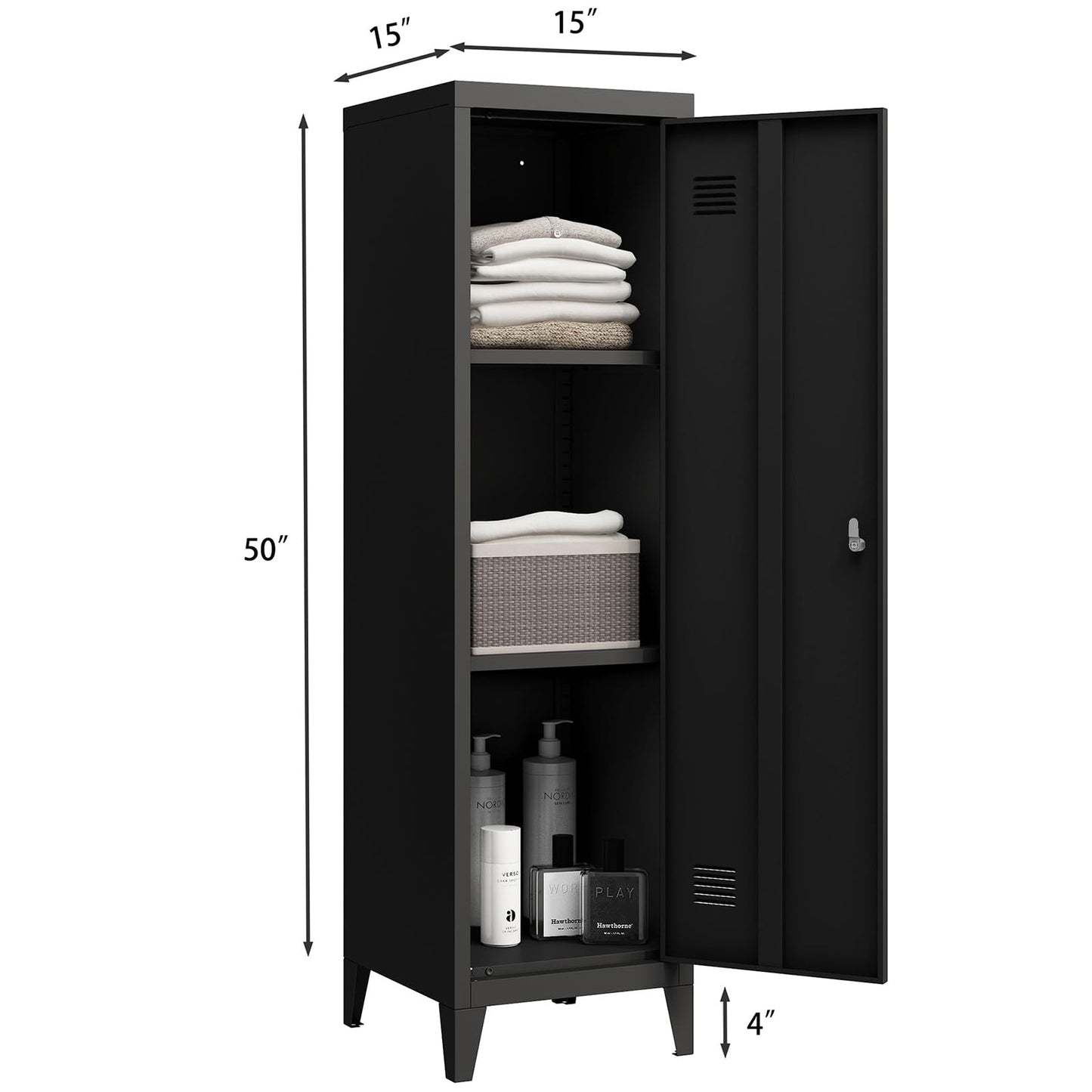 MIOCASA Metal Cabinet Home Office Storage Cabinets with Doors and Shelves Lockable File Cabinet Organizer Coat Lockers for Kids