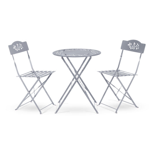 Alpine Corporation Indoor/Outdoor 3-Piece Bistro Set Folding Table and Chairs Patio Seating, Gray
