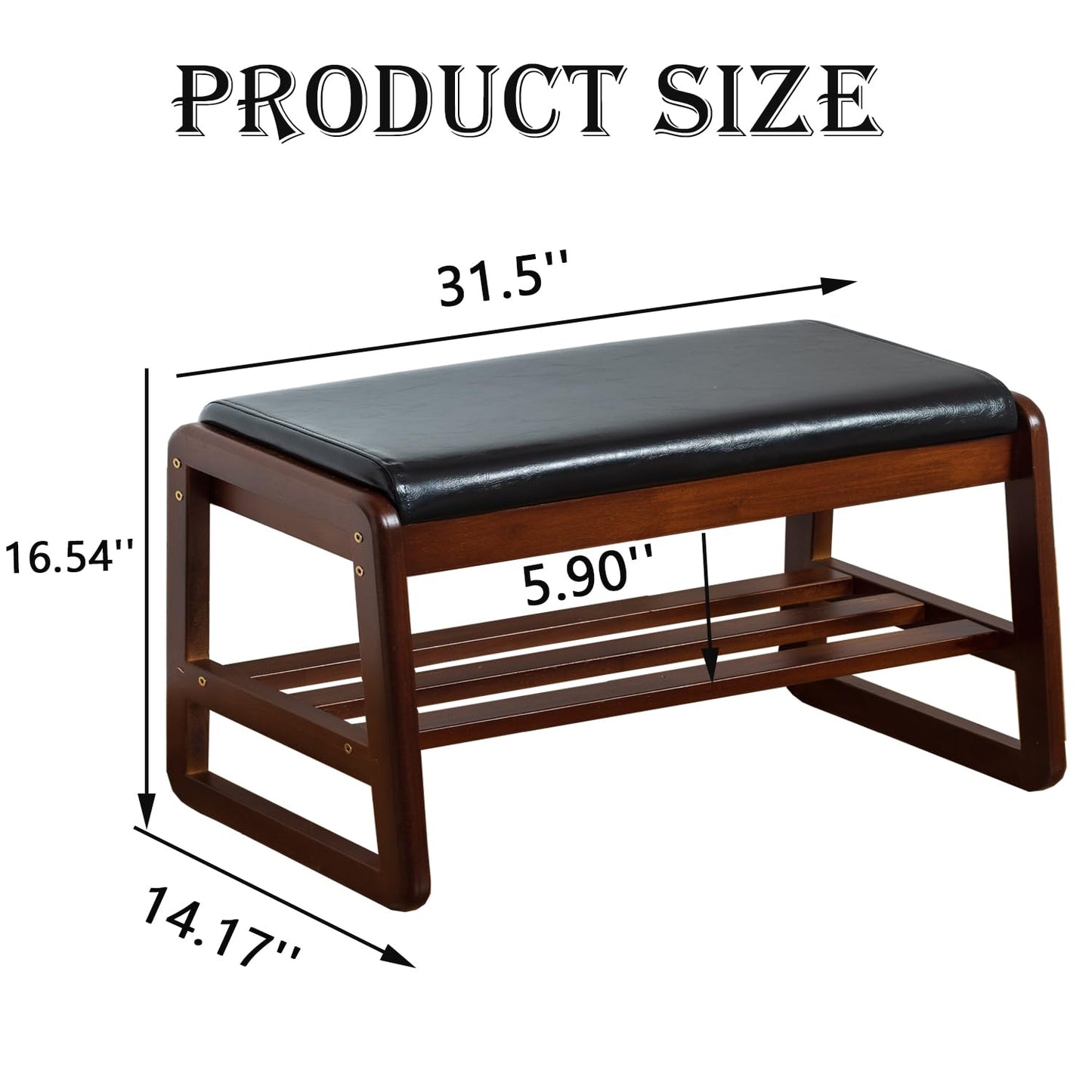 latifolia Shoe Rack Bench, Entryway Shoe Bench with Cushion, Flip-Open Storage Compartment, 2-Tier Shoe Organizer(Black,31.50''L)