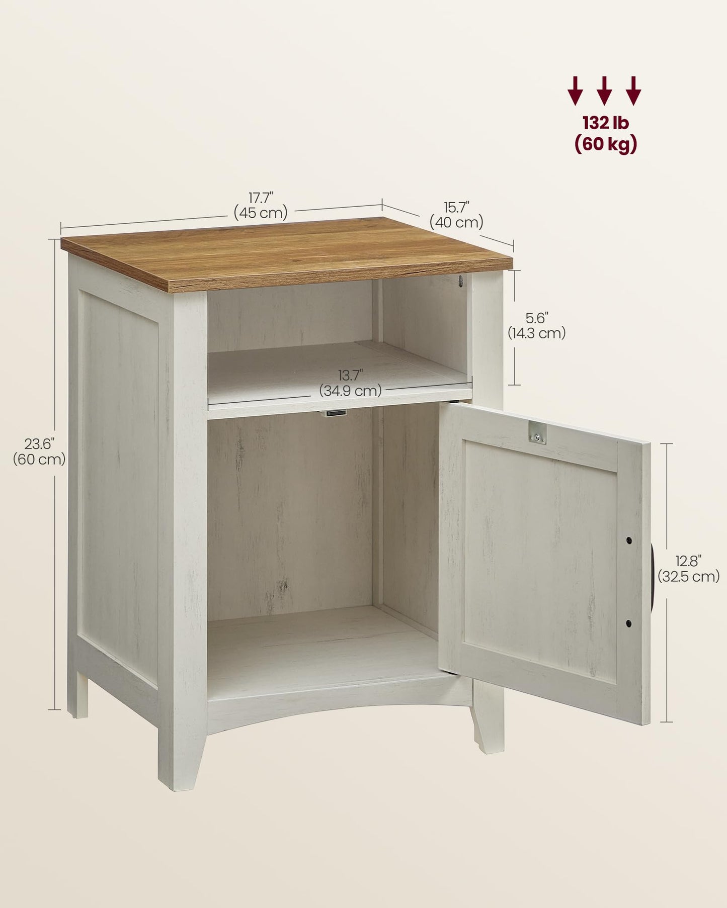 VASAGLE LIRY Collection - Farmhouse Nightstand with Barn Door, Set of 2, Bedside Table with Storage, Side End Table, Night Stand, Open Compartment, for Bedroom, Rustic White and Honey Brown ULET809K41