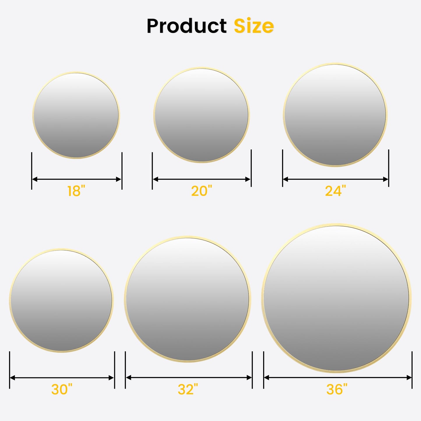 GarveeHome Large Round Mirror for Wall, 36 Inch Large Aluminum Alloy Frame Circle Mirror, High Definition Eco-Friendly Gold Round Bathroom Mirror for Over Sink, Wall Mirror for Entryway, Bathroom