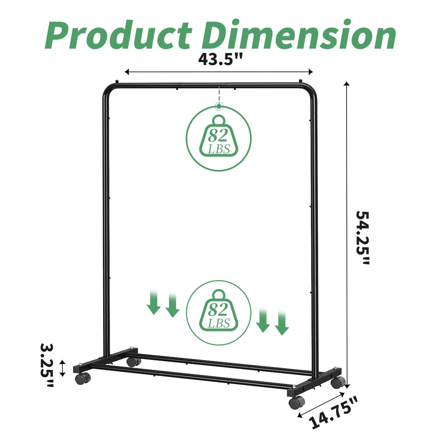 Simple Trending Standard Clothes Clothing Garment Rack with Storage Shelves, Rolling Clothes Organizer on Wheels for Hanging Clothes, Black