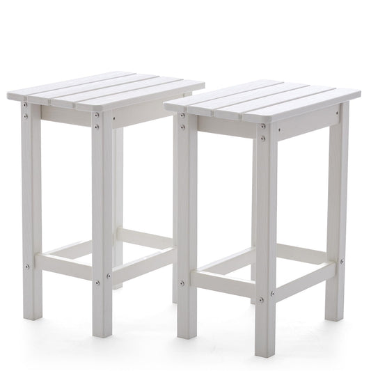 AXMOLM HDPE 2 Piece Outdoor Bar Height Stools, All-Weather Patio High Top Bar Stools, Outdoor Bar Chairs with Cushions for Balcony, Backyard, Garden, Deck (White, Bar Stools)
