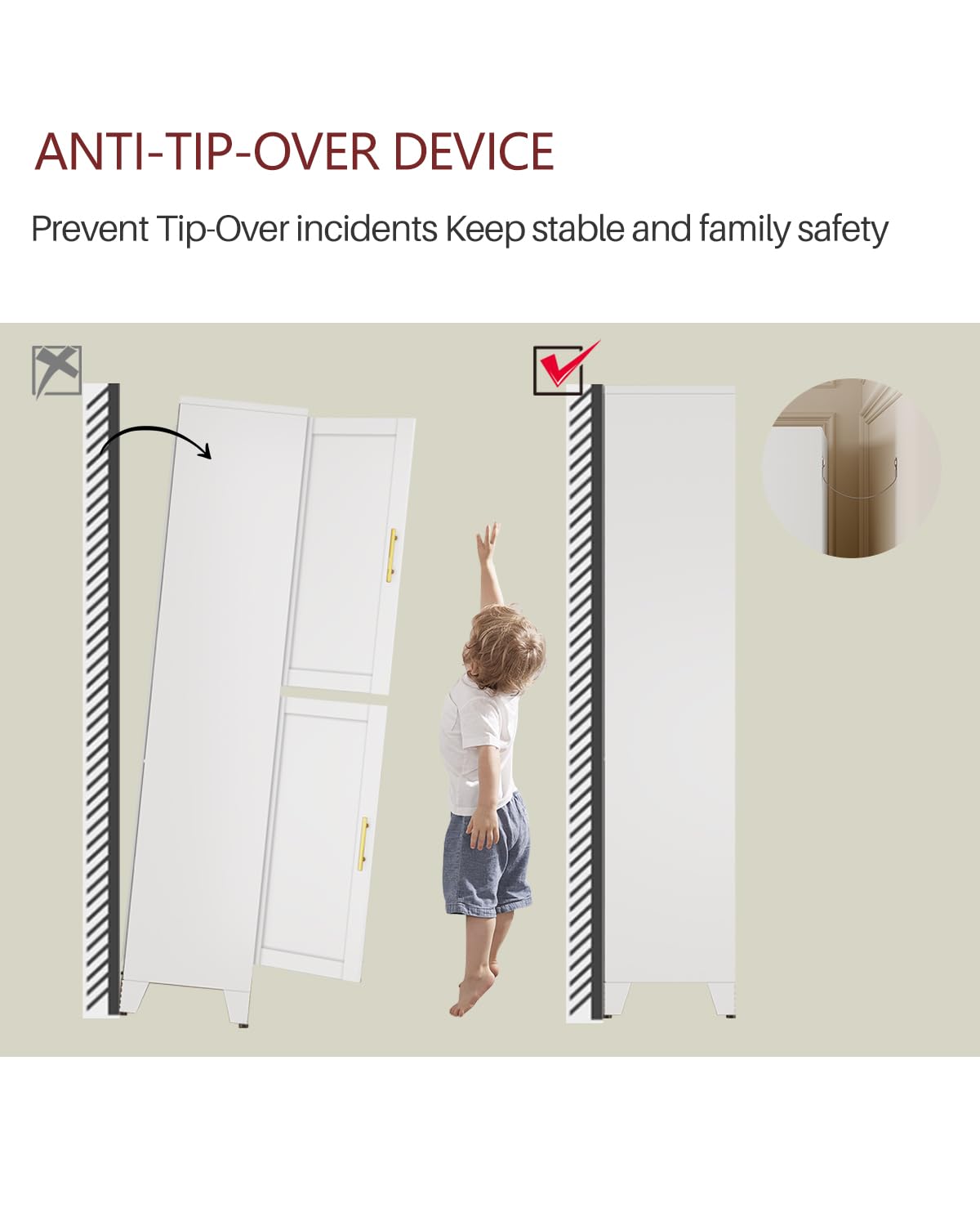 AUEYTVR Metal Armoire Wardrobe Closet Storage Cabinet with Hanging Rod,71'' Metal Wardrobe Cabinet with 2 Doors and 2 Adjustable Shelves for Bedroom, Laundry Room, Cloak Room
