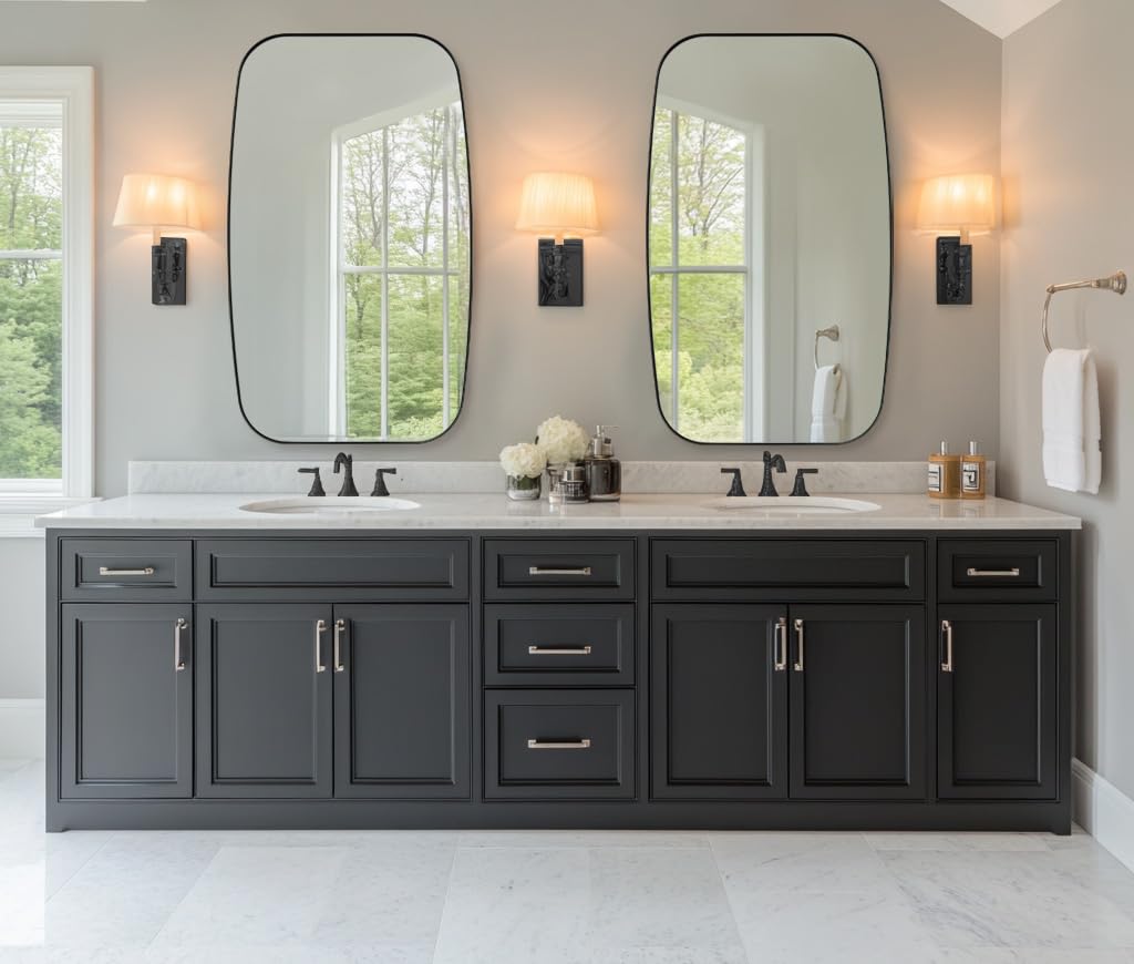 ANDY STAR Oval Mirrors for Bathroom, 20x30’’ Black Bathroom Vanity Mirror with Metal Frame, Black Oblong Bathroom Mirror for Over Sink, Modern Anti Rust Wall Mounted