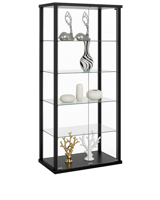 CARTESIAN Glass Display Case - Modern Curio Cabinets with Glass Doors & Five Shelves, 64.25'' Tall, Black Frame, Curio Display Cabinet for Collectibles, Living Room, Dining Room, or Office