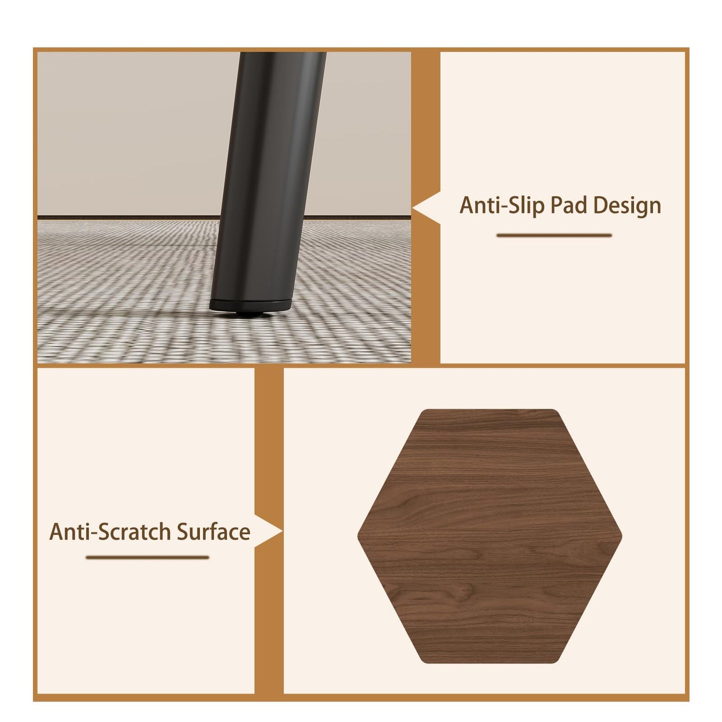 HIPIHOM 47.2'' Dining Table Set for 4,Modern Wood Dining Table,Leather Dining Chairs 4,Table and Chairs Set of 4,Ideal for Kitchen Dining Room (Walnut Color Table + 4 Brown Chairs, 47.2")