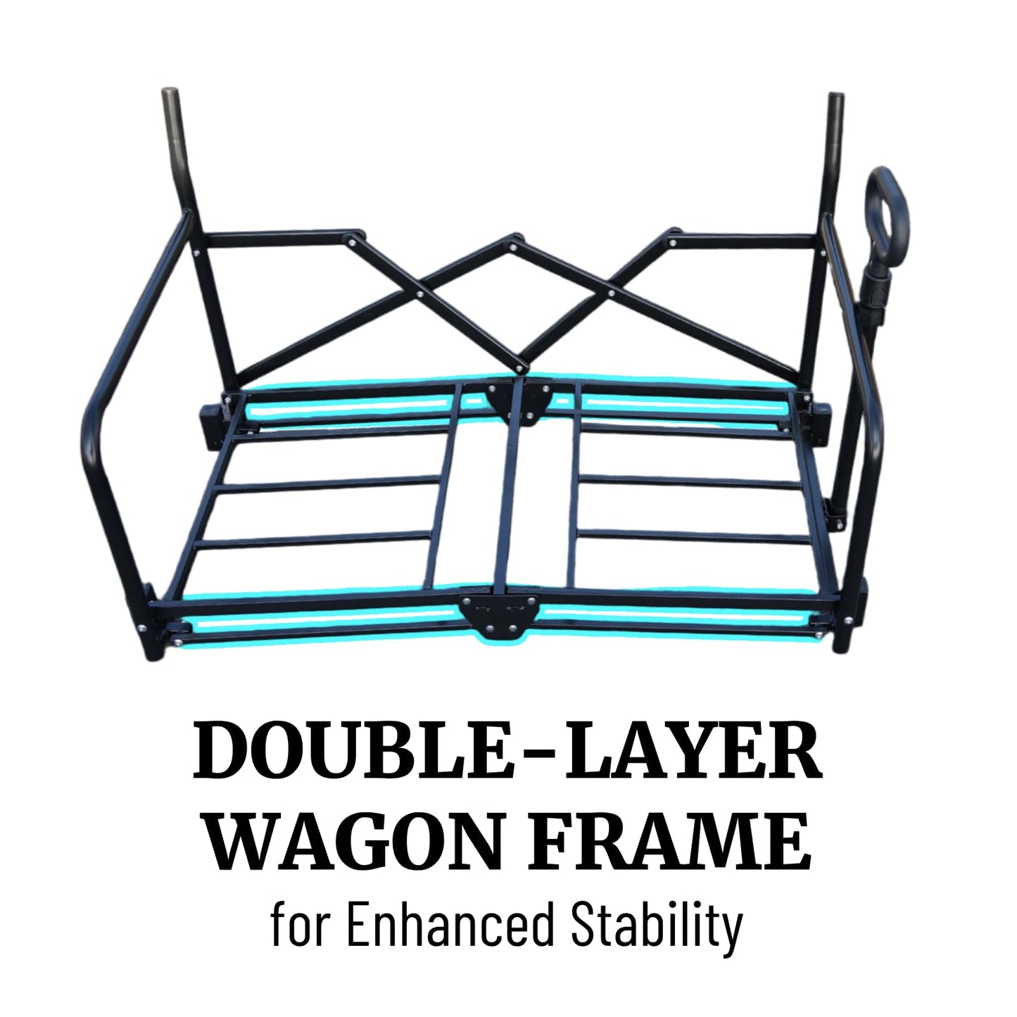 CRESTWALKER Wagon Love Seat with Tall Cushioned Backrest, Foldable Cart That Converts into a 2-Person Chair, 2-in-1 Wagon Bench Seat Combo for Adults (Blue)
