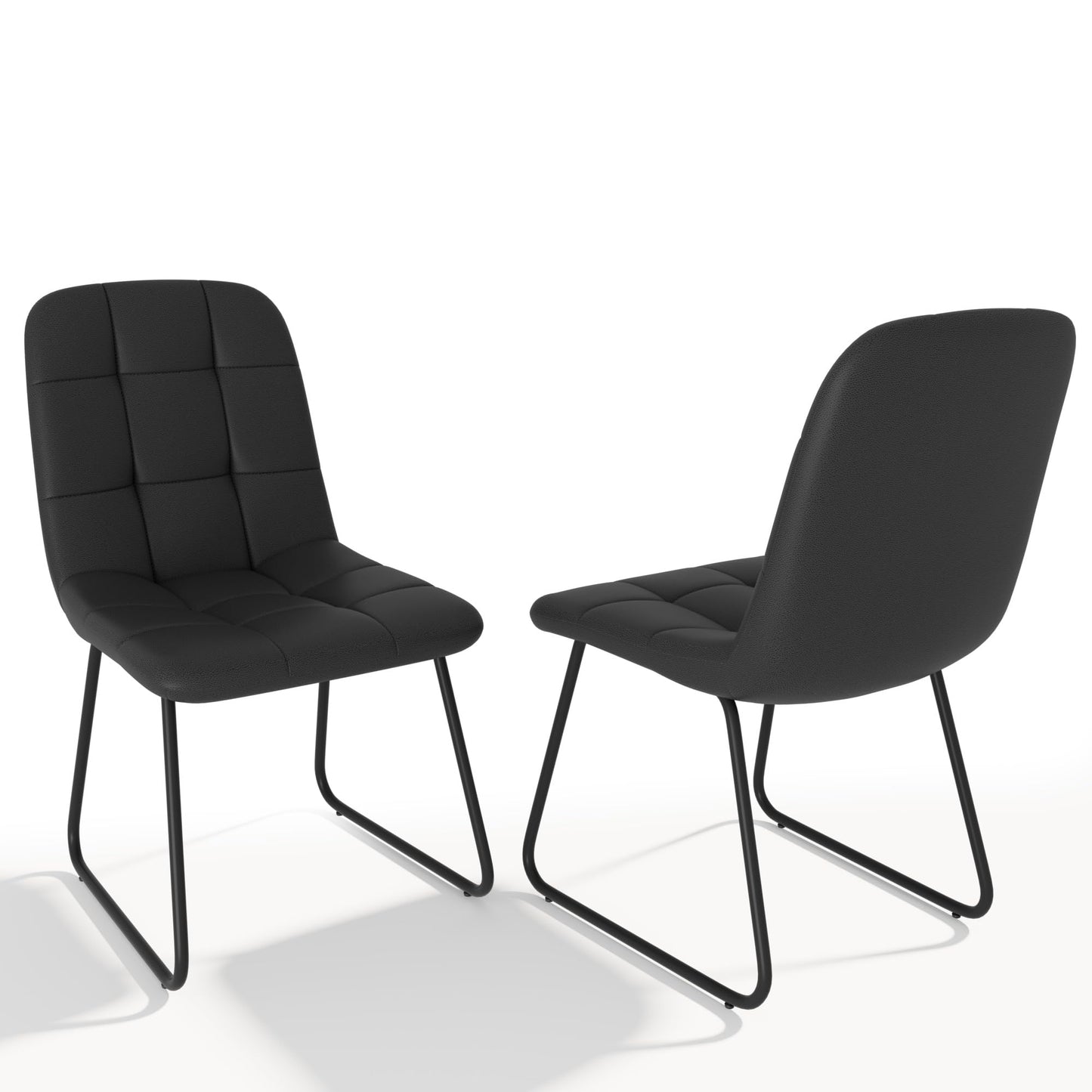 HIPIHOM Dining Chairs Set of 2, Modern Kitchen Faux Leather Dining Room Chair for Kitchen Living Dining Room (2 Black)