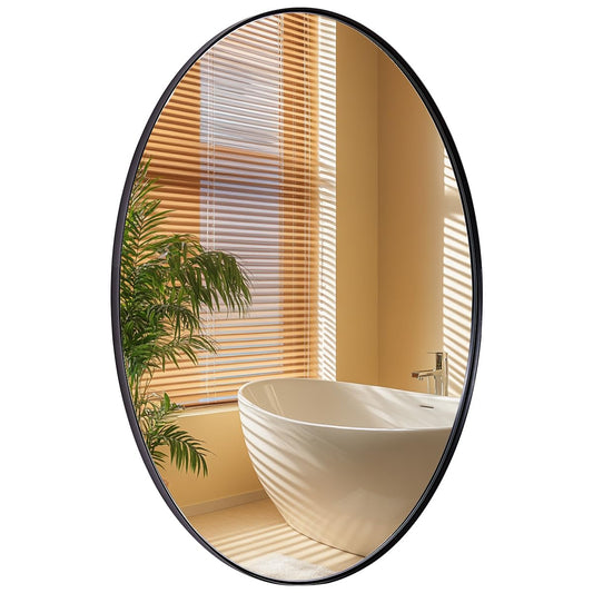 ANDY STAR Black Oval Mirror for Bathroom, 24x36’’ Wall Mirror for Bathroom, Large Oval Black Mirror for Bathroom, Oval Vanity Mirror Oval Wall Mirror Stainless Steel Metal Frame Wall Mount Mirror
