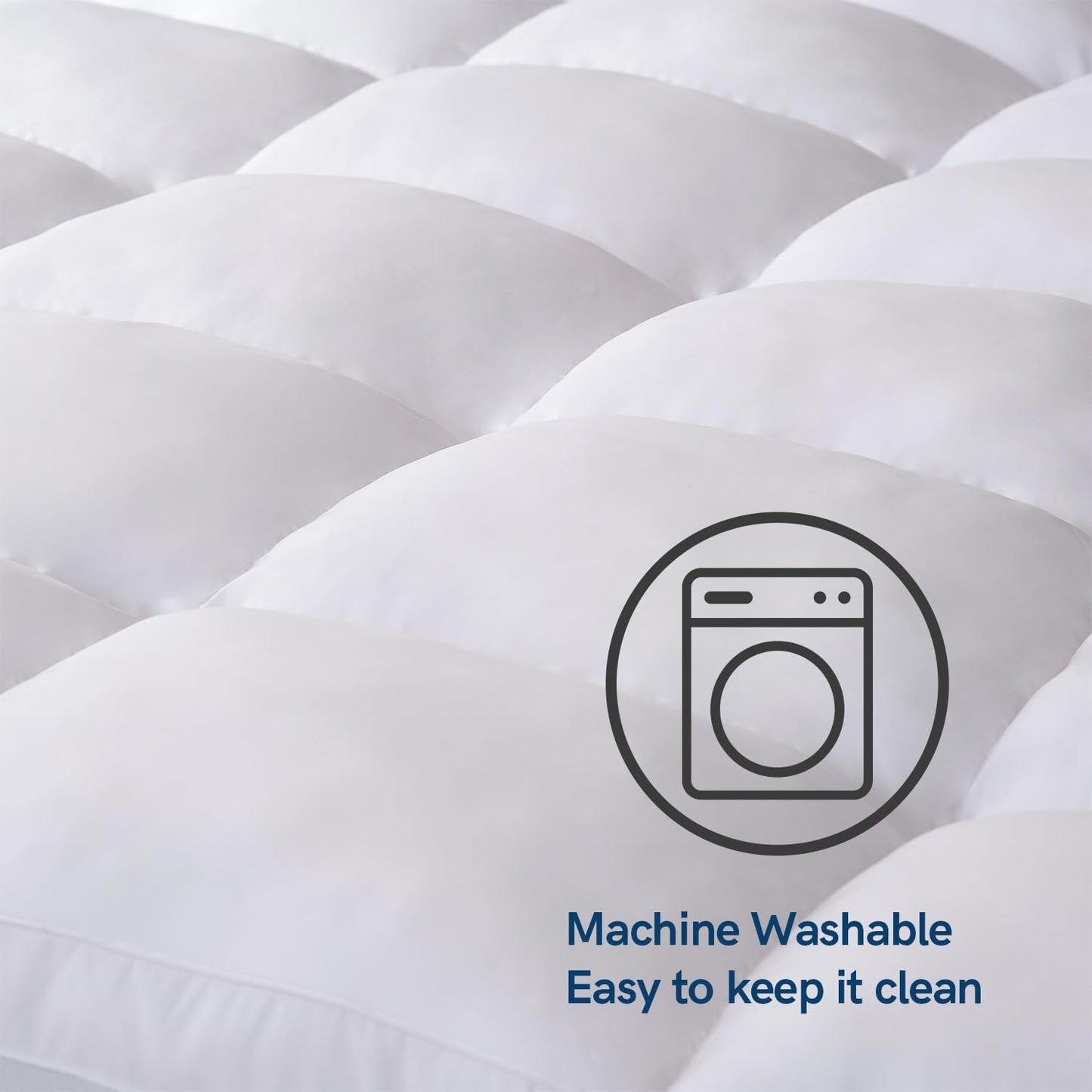ELEMUSE Queen Mattress Topper for Back Pain, Extra Thick Mattress Pad Cover, Plush Soft Pillowtop with Elastic Deep Pocket, Overfilled Down Alternative Filling