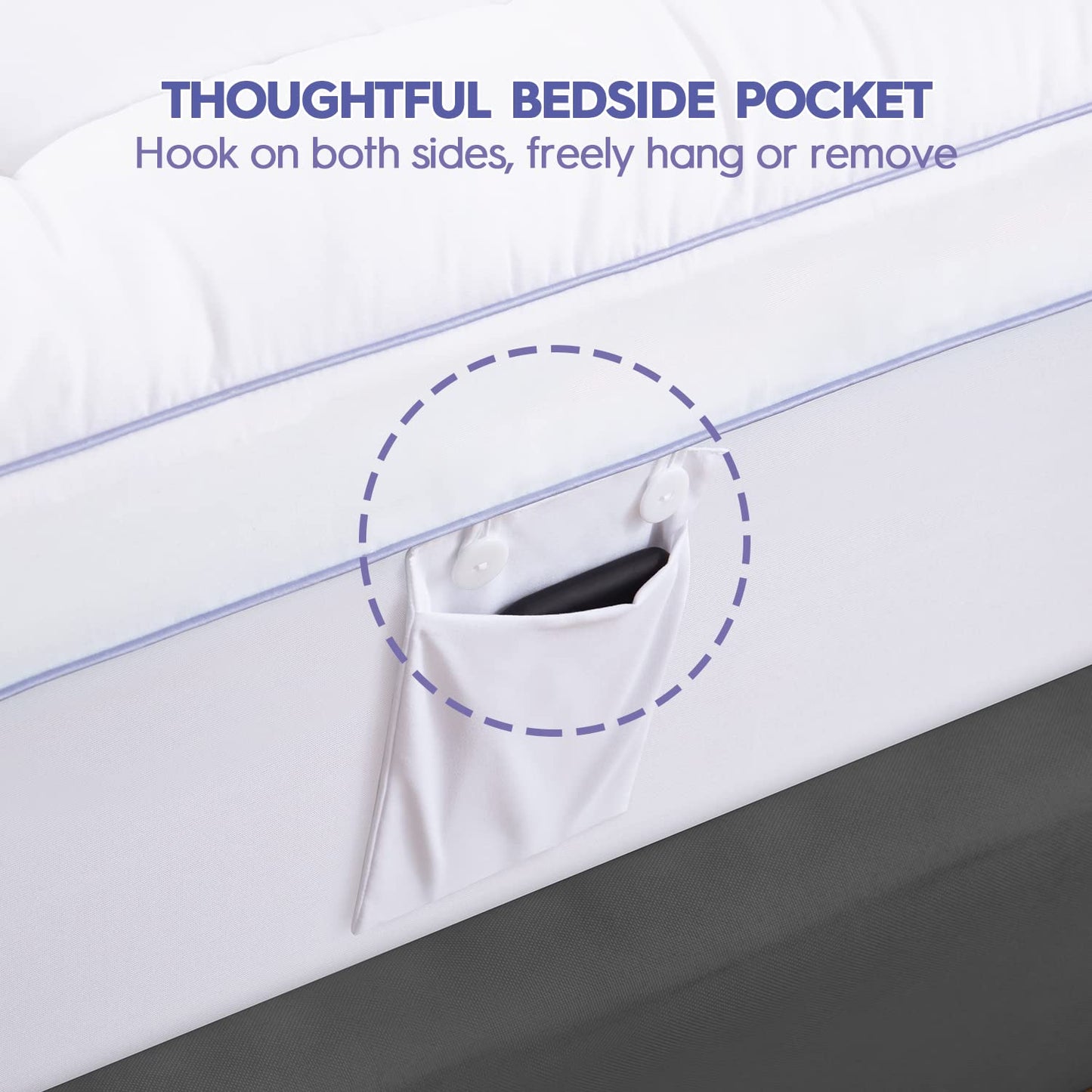 ABENE Queen Size Dual Layer 3 Inch Memory Foam Mattress Topper, 2 Inch Gel Memory Foam Plus 1 Inch Down Alternative Pillowtop Mattress Pad Cover, Thick Soft Bed Topper Support for Back Pain