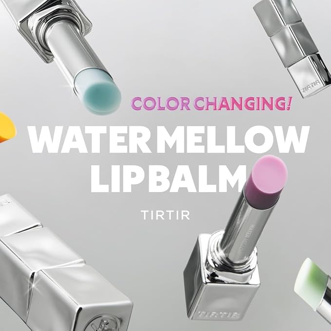 TIRTIR Water Mellow Lip Balm, 01 Icy Blue, 0.11 Fl Oz – pH Color Changing Organic Korean Lip Care, Lightweight Deep Hydration Lip Moisturizer for Women Men, Paraben Free