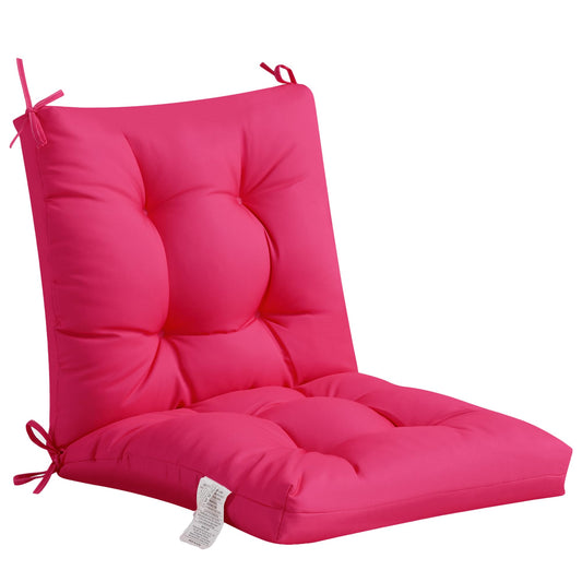 ADLIVWYD Seat & Back Combined Outdoor Chair Cushion Set, Comfort Tufted Replacement Dining Chair Cushion with Ties for Patio Furniture, 40x20x4 inches (Pink)