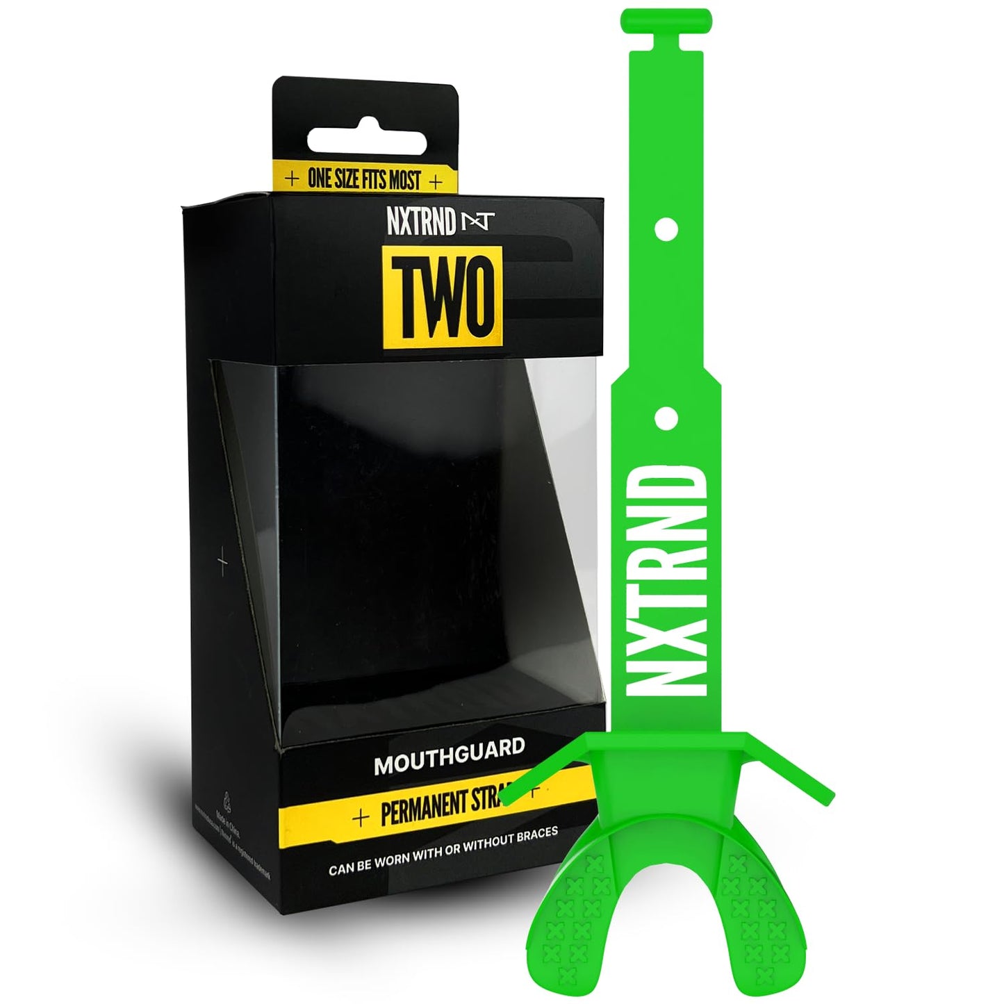 Nxtrnd Two Football Mouth Guard, Football Mouthpiece with Strap, Fits Adult & Youth (Green)