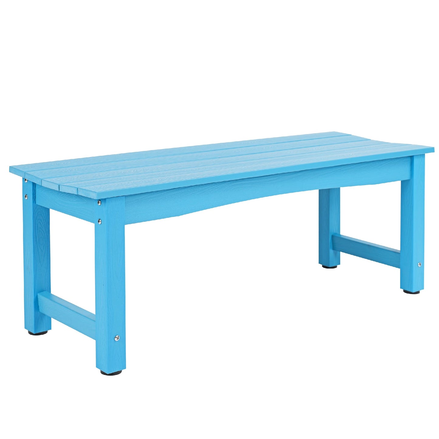 Sunnibety Weatherproof HIPS Outdoor Bench, 2-Person Patio Dining Bench, All-Weather Poly Lumber Garden Bench, Never Rot or Fade, Park Bench with Wood Grains for Porch, Garden, Deck, Entryway, Blue