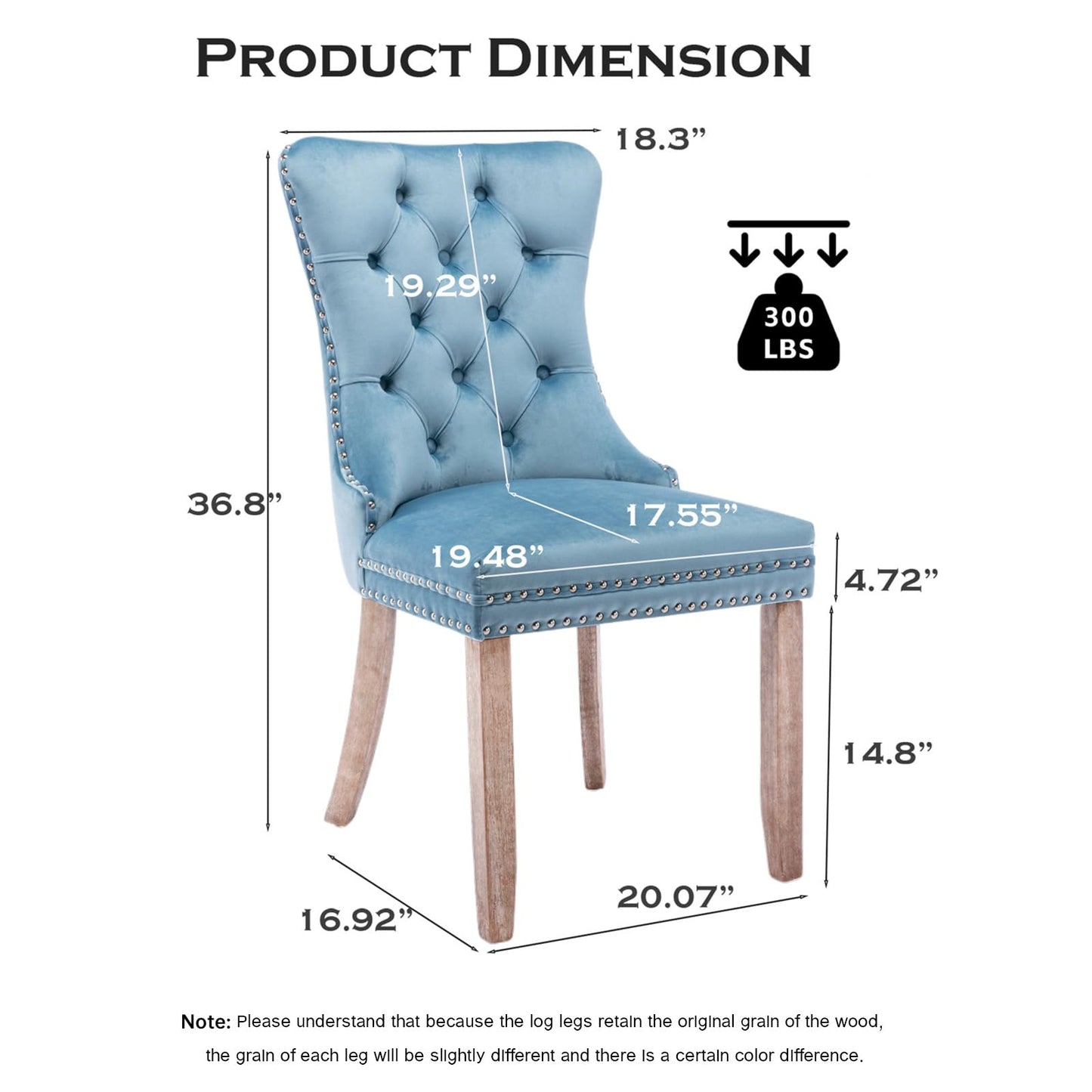 SoarTalent Velvet Upholstered Dining Chairs Set of 4, Modern Style Kitchen Side Chairs with Nailhead Trim and Wood Legs,Metal Pulling Ring for Dining Room Living Room(Sky Blue,Set of 4)