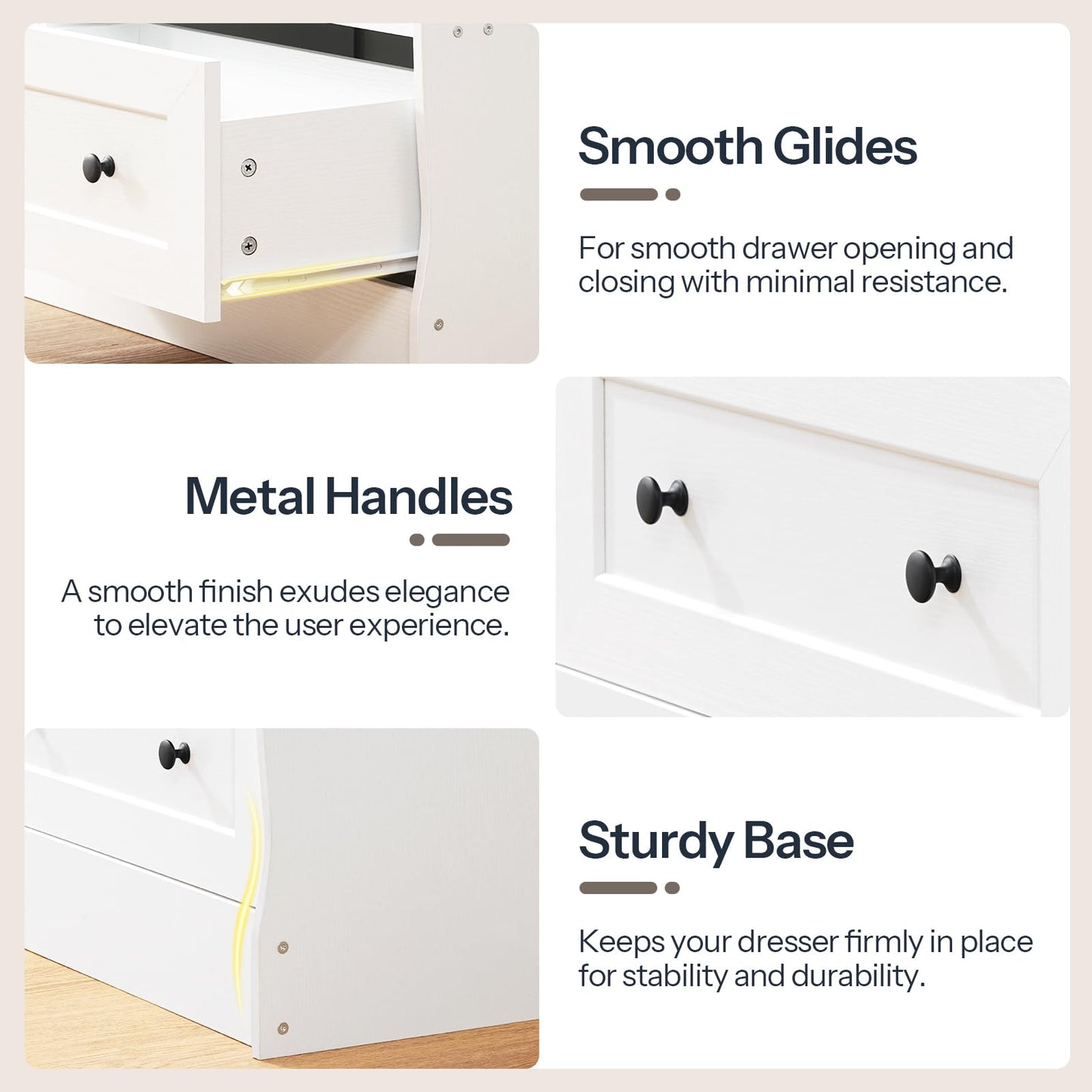 HOOBRO White Dresser for Bedroom, Farmhouse 7 Drawers Dresser, Chest of Drawers with Storage, Minimalist Style, Dressers Organizer for Bedroom, Living Room, Hallway, Entryway, White