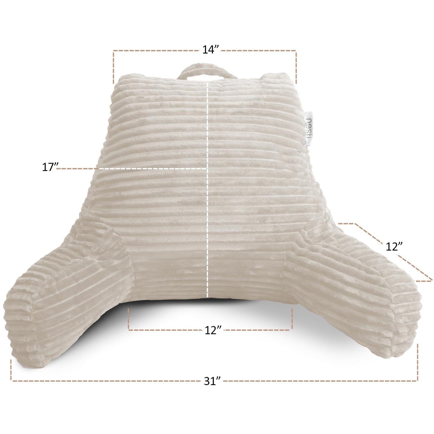 Hearth & Harbor Reading Pillow for Bed Adult – Back Pillow for Sitting in Bed, Standard Bed Pillows for Sitting Up in Bed, Foam Bed Chair Pillow, Linen Bed Rest Pillow