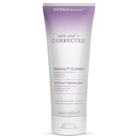 DERMAdoctor Tranquility Cleanser Dermatologist Formulated 2% Pyrithione Zinc for face body & Scalp - 7.10 oz