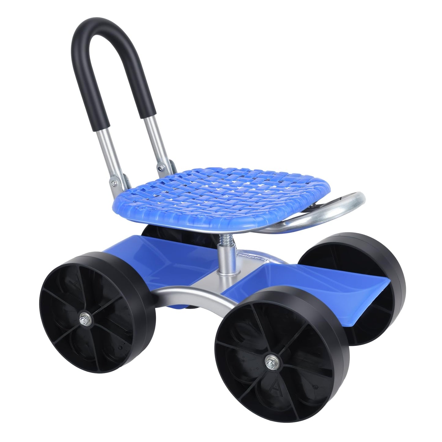 Explorinox Garden Cart Rolling Workseat with Wheels,Height Adjustable Gardening Stool for Planting,360 Degree Swivel Seat, Picking Rotary Tool Cart for Outdoor, Patio and Yard Blue