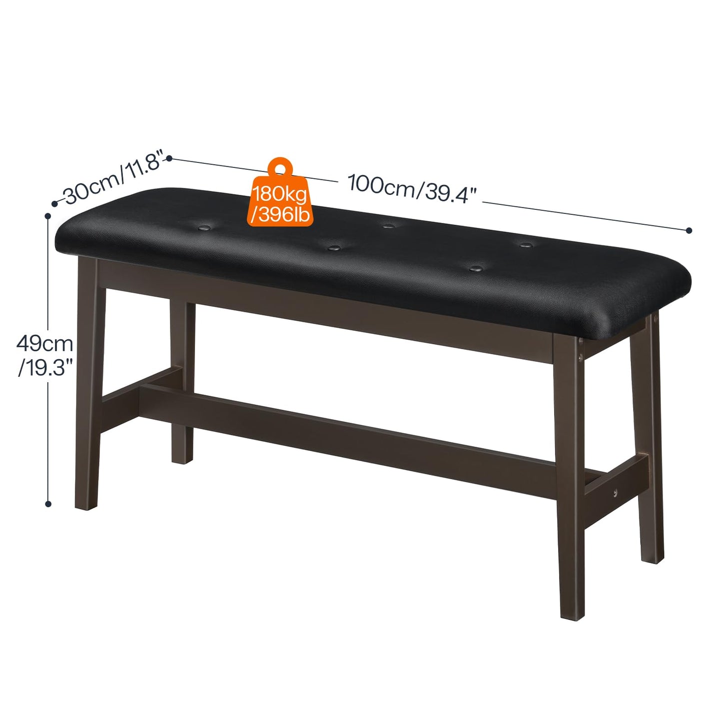 HOOBRO Dining Bench, Bamboo Dining Room Bench with PU Leather Upholstered Seat, for Kitchen, Living Room, Hallway, Kitchen, Entryway, Brown and Black CB13CD01