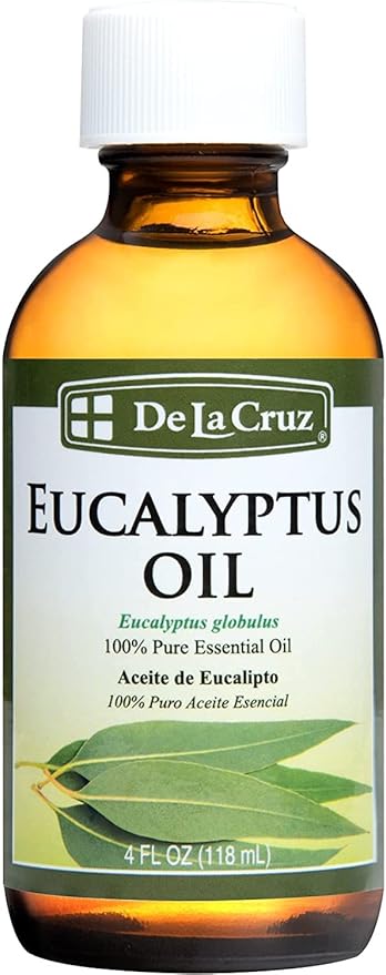 De La Cruz Eucalyptus Essential Oil Aromatherapy for Diffuser or Humidifier, 100% Pure Steam Distilled Eucalyptus Globulus 4 FL OZ