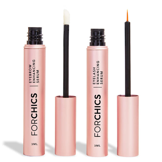 Lash & Brow Growth Bundle – Hormone-Free Enhancer for Longer Lashes & Fuller Brows – Vegan, Natural & Gentle Serum Duo for 24/7 Nourishment & Strengthening [2x 0.10 fl. oz / 3ml]