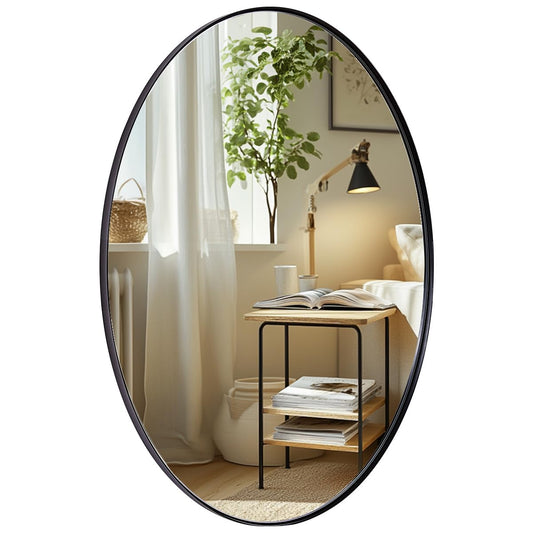 ANDY STAR Black Oval Mirror, 22x30 Oval Black Bathroom Mirror, Oval Vanity Mirror Matte Black Oval Mirrors for Bathroom Stainless Steel Metal Frame Pill Mirror Wall Mount Horizontal or Vertical