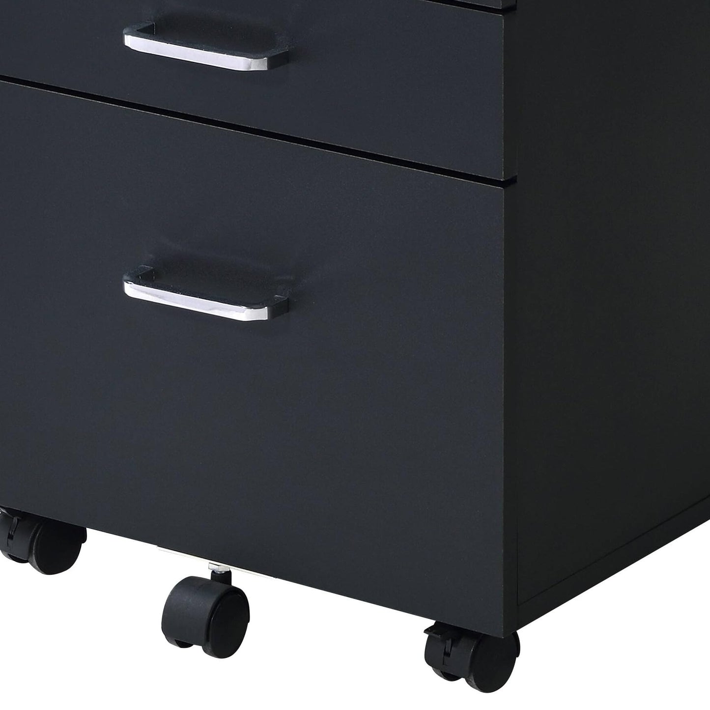 YINGCHAOJI File Cabinet, 3 Drawers Filing Cabinet for Home Office, with Wheels, for A4, Letter Sized Documents, Hanging File Folders (Black-2)