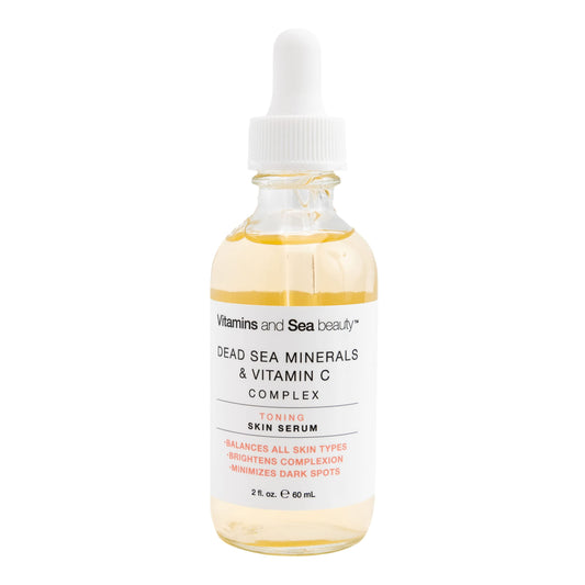 Vitamins and Sea Beauty Dead Sea Minerals and Vitamin C Serum for Face, Skin Tone Correcting Dark Spot Corrector Antioxidant Hydrating Anti Aging Facial Serum for Glowing Skin, 2 fl oz