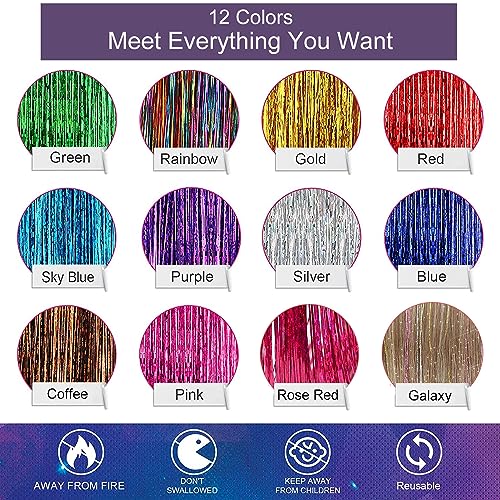 Clip In Hair Tinsel Sky Blue Shiny Sparkle Fairy Hair 80 Strands/Pc Very Cute for Girls Christmas New Year Halloween Party Smurfs Event