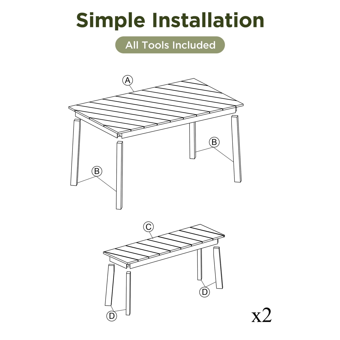 YOPTO 3 Pieces Outdoor Dining Table Set,Acacia Wood Table with 2 Bench, Outdoor & Indoor Furniture Set,Picnic Beer Table for Patio, Porch, Garden,Poolside,Natural