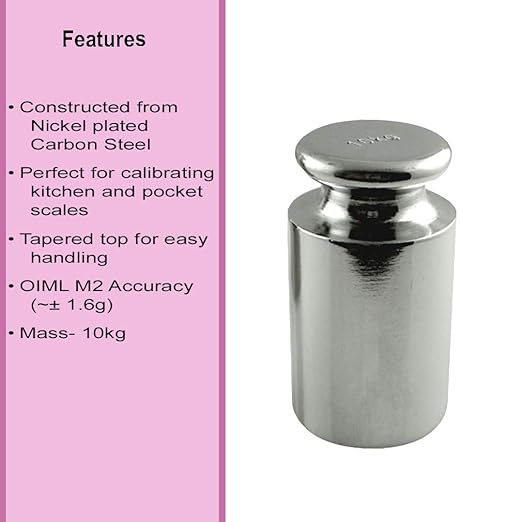 American Weigh Scales Calibration Weight for AWS Digital Scale, Carbon Steel, Chrome Plated, Chrome Finish, 10KG (10KGWGT)