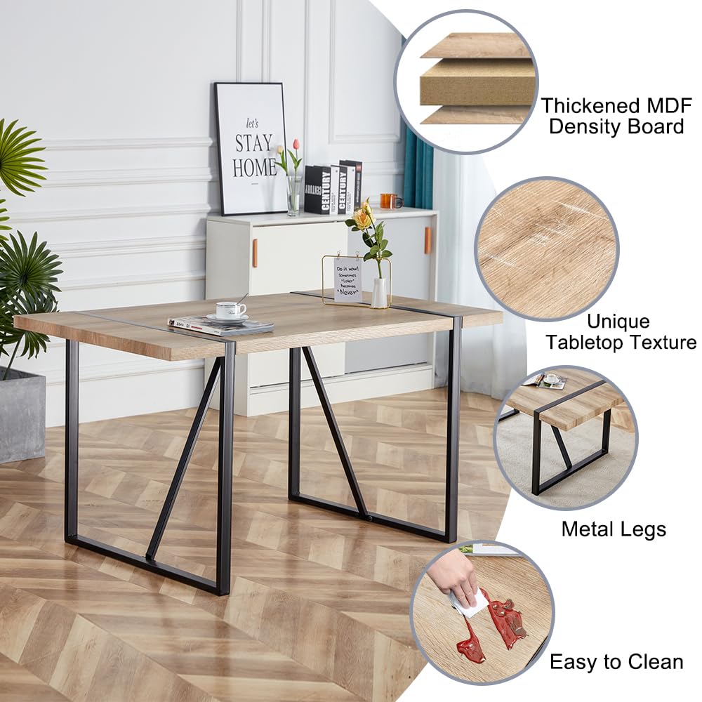 MUUOKY Dining Table Set for 4, Modern 55'' Wood Dinette Table Set for 4 with Fabric Dining Chairs,Table and Chairs Set of 4,Ideal for Kitchen Dining Room