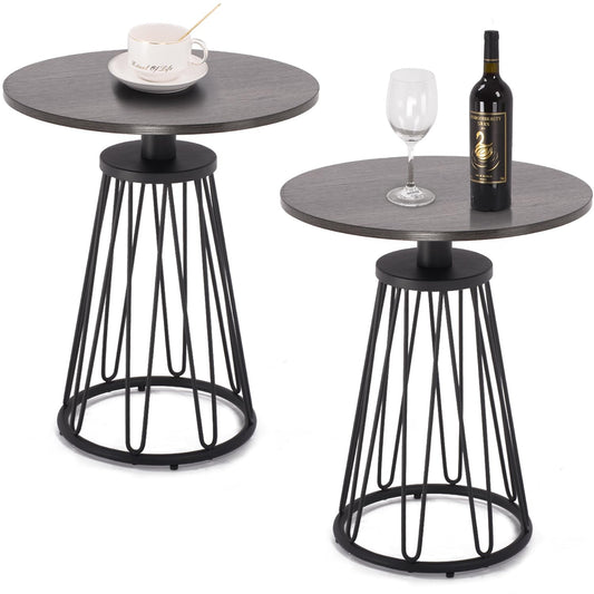 Ao Lei Round End Table Set of 2, Small Side Table for Living Room, Bedroom, Modern Side Tables for Small Spaces, Sofa Couch Table, Accent Coffee Table with Metal Frame Legs, Easy Assembly(Grey)