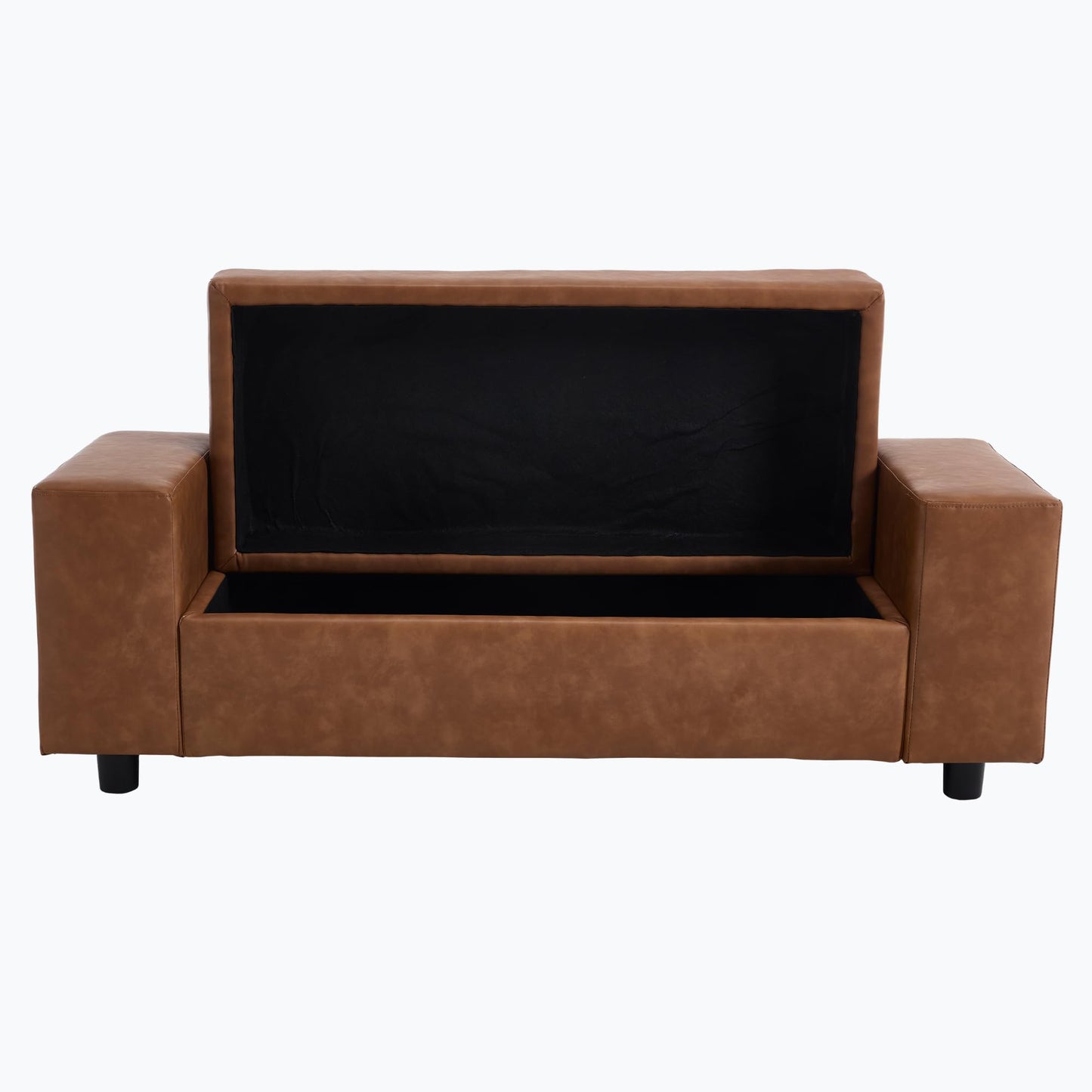 Janoray Storage Ottoman Bench 55 Inch Upholstered Comfy PU Leather End of Bed Bench with Large Storage for Bedroom/Living Room/Entryway/Closet(Brown)