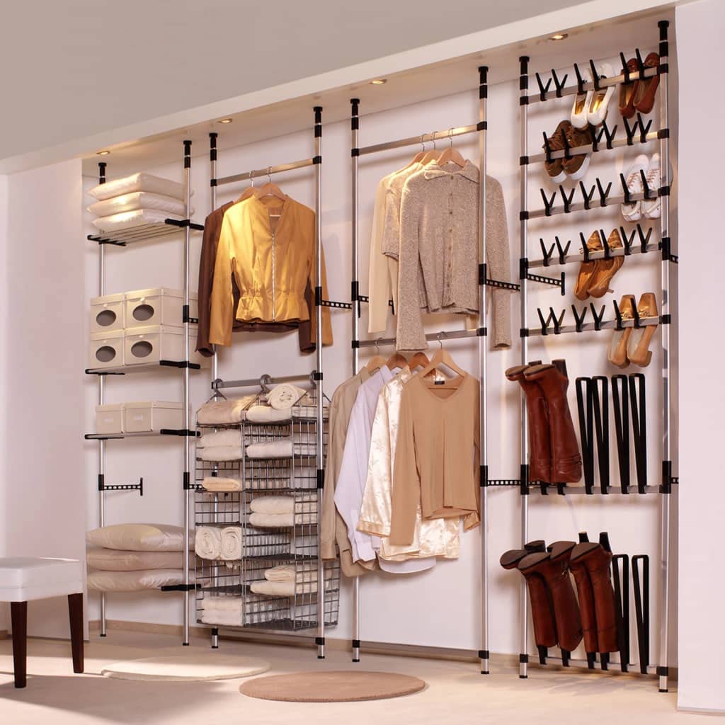 Teenpull Closet Wardrobe System Silver Clothes Hanging, Bedroom Storage - Aluminum Armoire, Lockable Clothes, Wall Locker & Cabinet